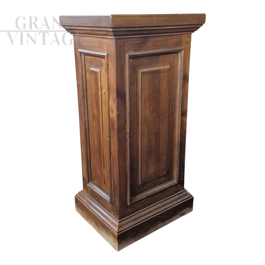 Plinth column or base for statue in walnut wood, 1930s