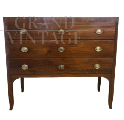 Antique chest of drawers in walnut with high legs, late 18th century