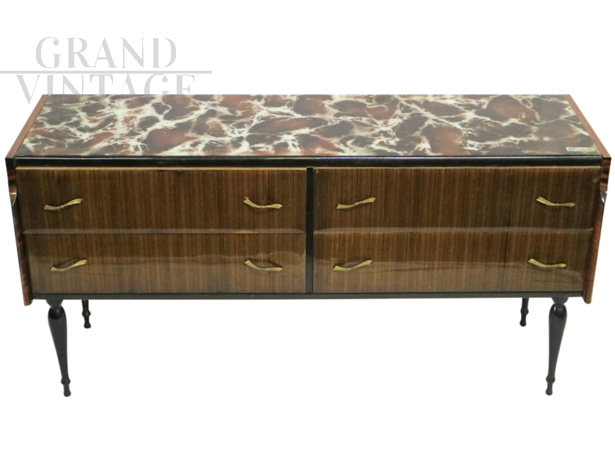 1950s dresser with marble effect Murano glass top