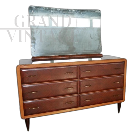 Italian mid-century chest of drawers with mirror on the top, 1960s