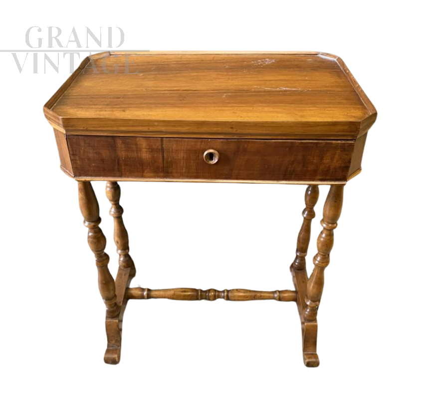 Antique Louis Philippe side table or bedside table with drawer   