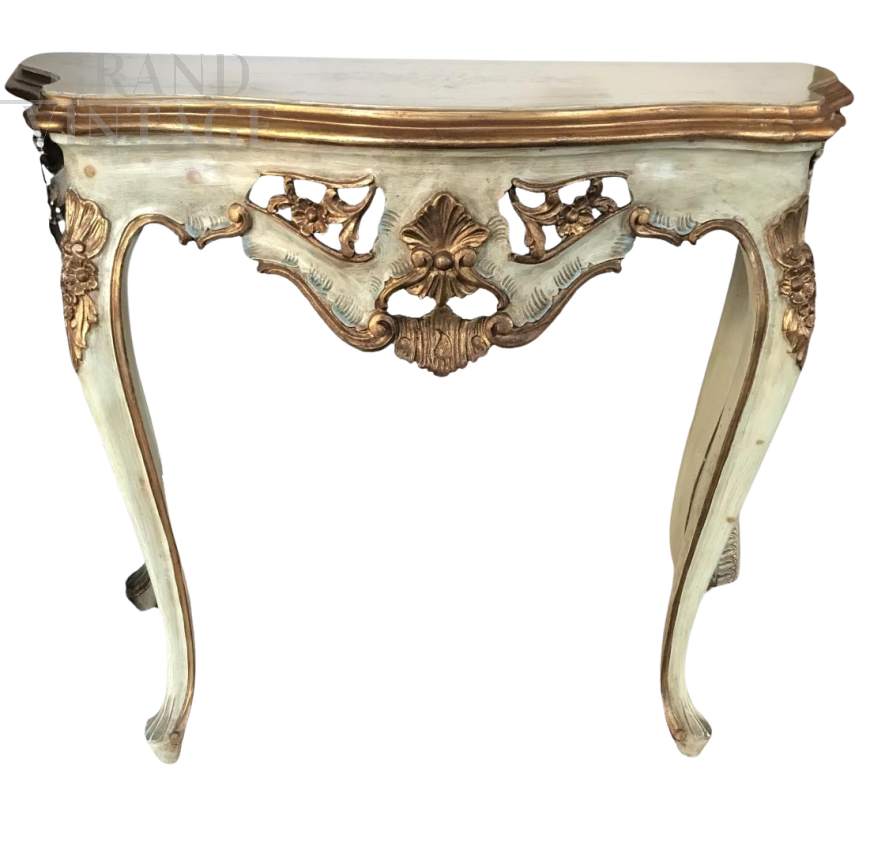 Carved, painted and gilded Venetian Baroque style console        