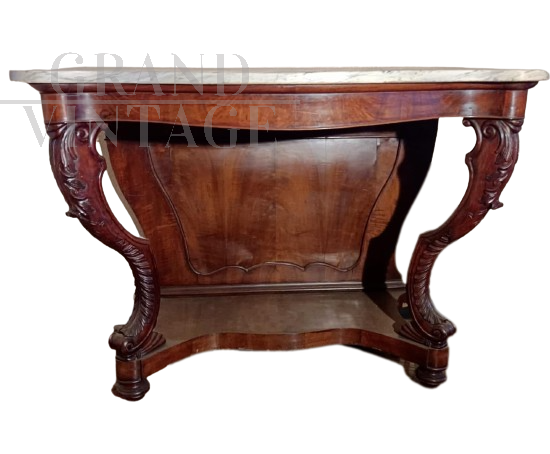 Charles X antique console with marble top