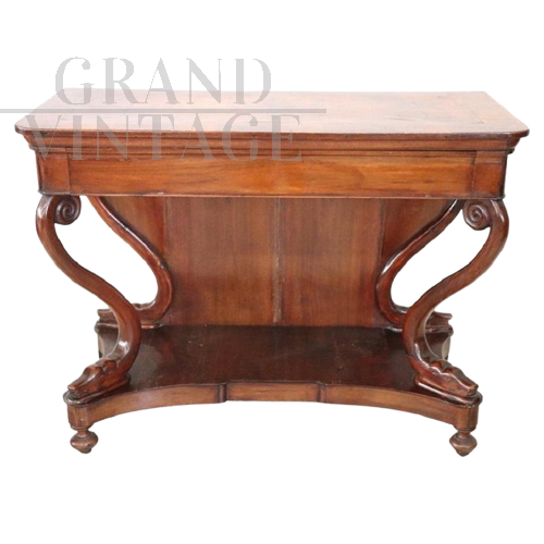 Antique Charles X console in walnut, first half of the 19th century