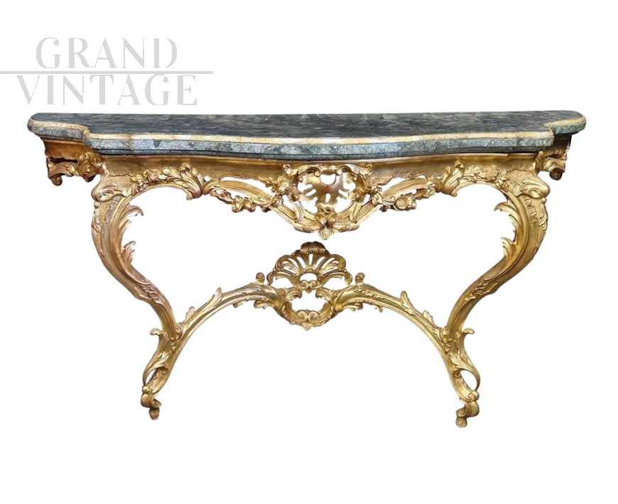 Carved and gilded Louis XV style wall console