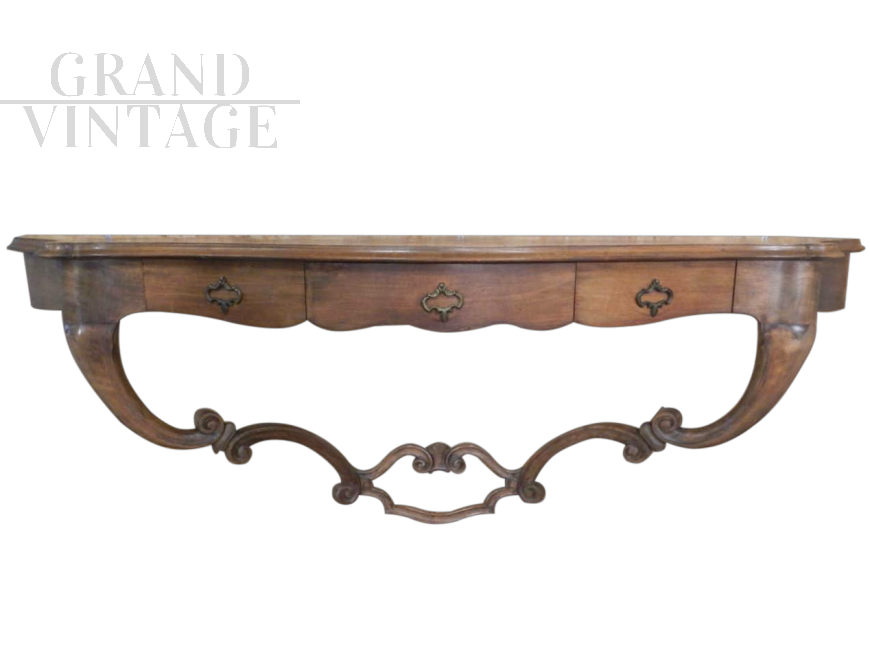 1940's Baroque style hanging console in walnut