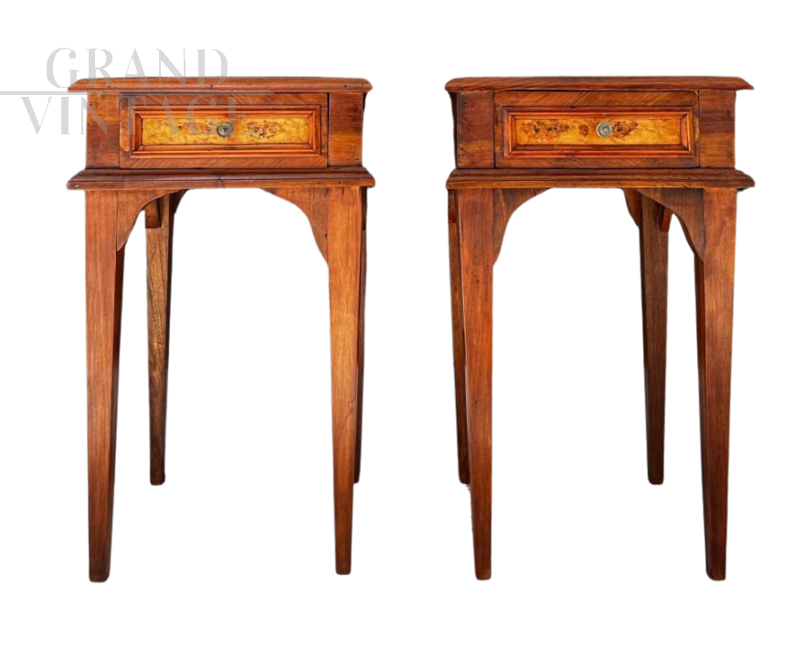 Pair of walnut bedside tables from the early 19th century   