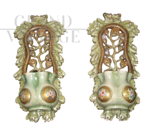 Pair of antique holy water stoups made by Pietro Melandri