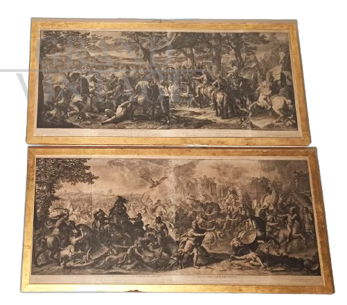 Pair of etchings by Audran Gerard based on an artwork by Charles Le Brun, 17th century - Louis XIV