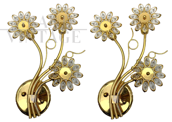 Pair of appliques with Swarovski crystals, 1980s