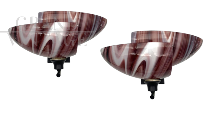 Pair of 1980s Murano glass appliques attributed to Vistosi