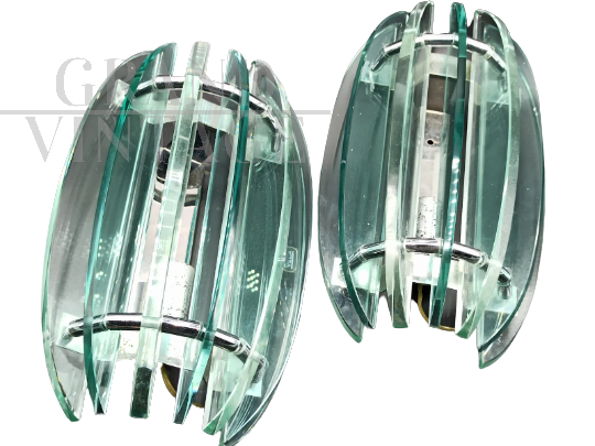 Pair of vintage 70s Veca glass sconces
