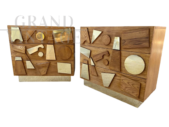 Pair of Gio Ponti style dressers chest of drawers, 1972