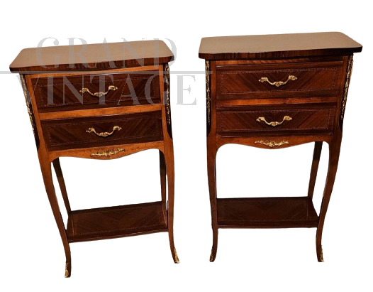 Pair of antique style French bedside tables       