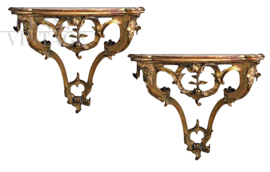 Pair of 18th century drop-shaped consoles