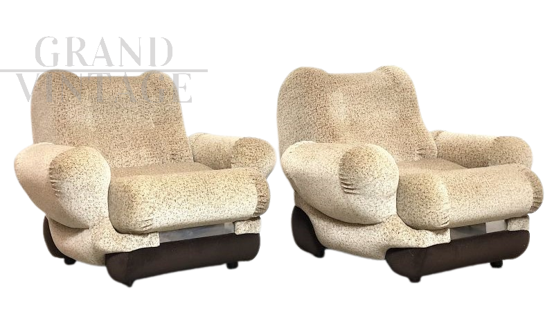 Pair of large modern space age style armchairs