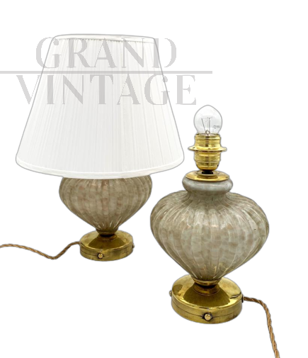 Pair of Avem lampshades in Murano glass