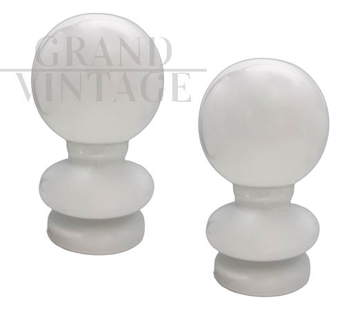 Pair of vintage white Murano glass table lamps           