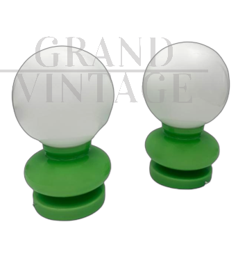 Pair of vintage green Murano glass table lamps         
                            
