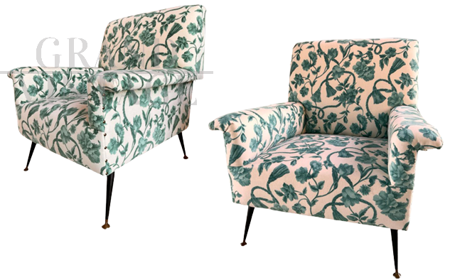 Pair of Gigi Radice armchairs for Minotti in velvet