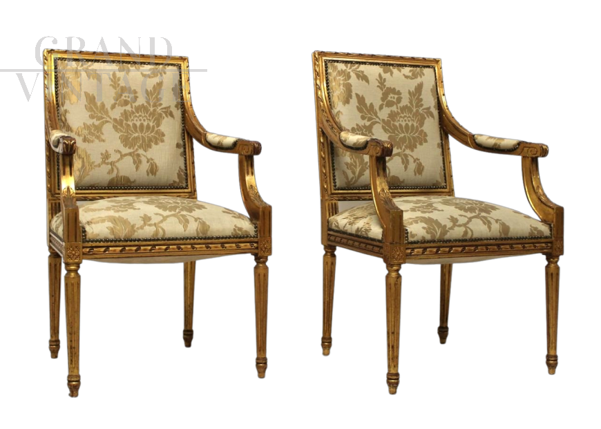 Pair of Louis XVI Baroque armchairs