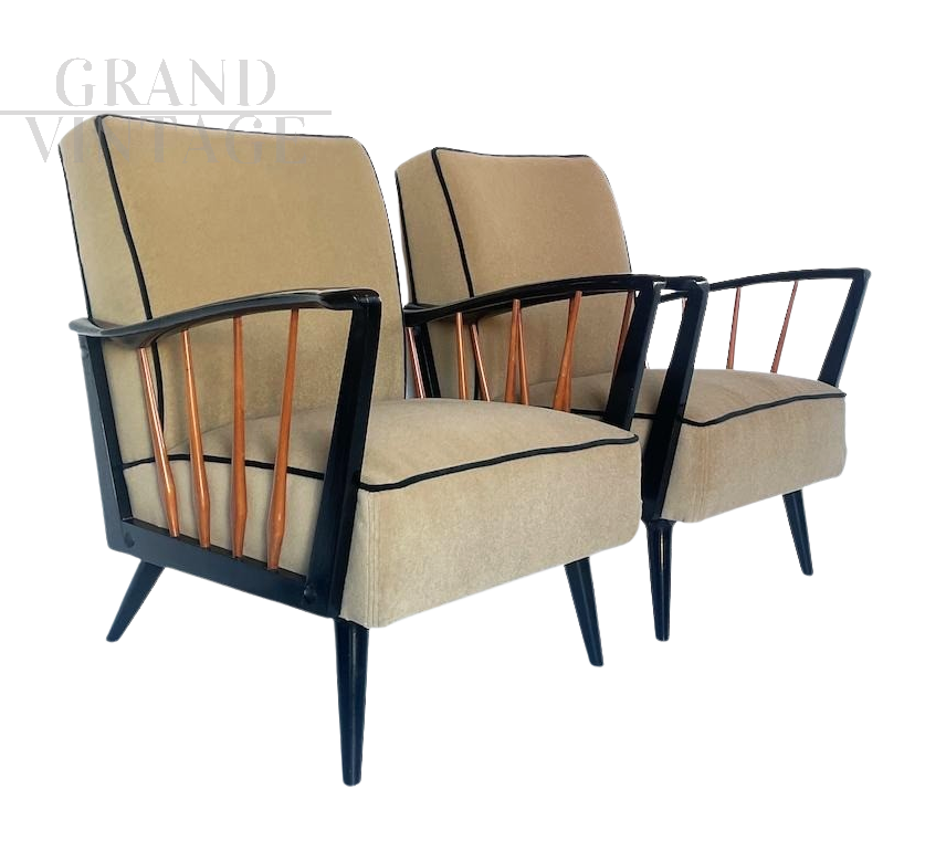 Pair of Art Deco armchairs in Paolo Buffa style