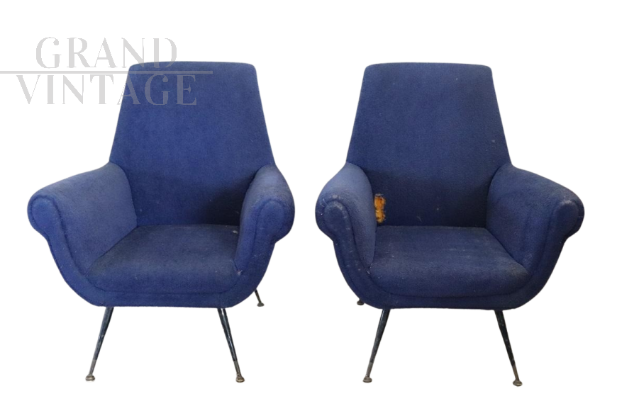 Pair of armchairs designed by Gigi Radice for Minotti, 1950s         