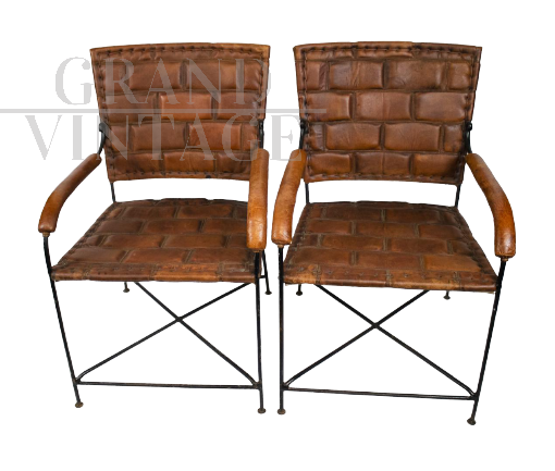 Pair of hand-crafted leather chairs