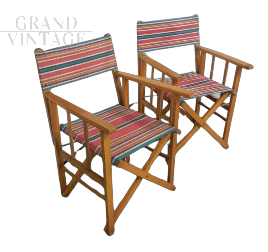 Pair of vintage folding garden chairs, Italy 1970s