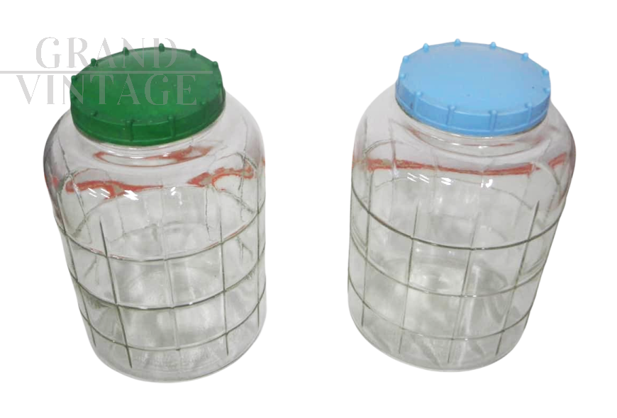 Pair of vintage glass shop jars, 1970s
