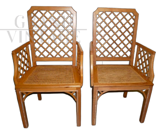 Pair of vintage colonial style armchairs