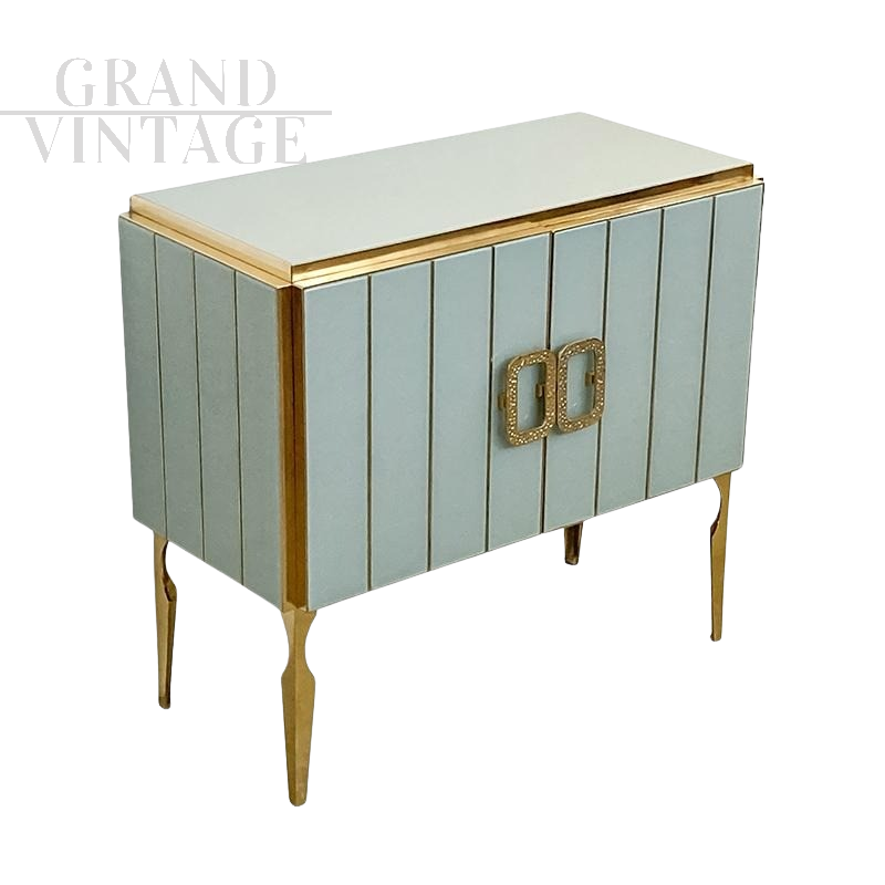 Sideboard in white Murano glass and brass, 1980s   