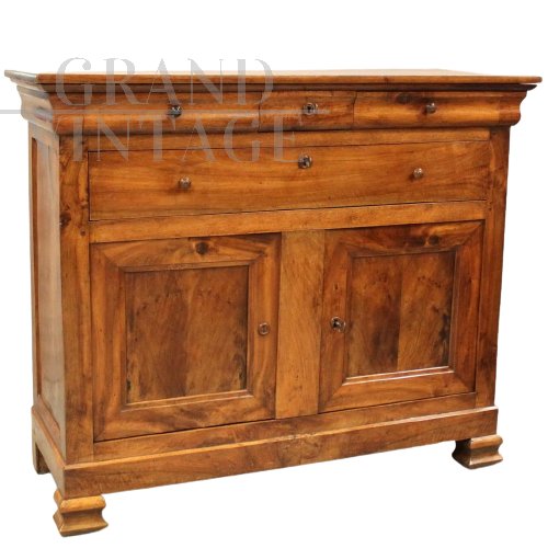 Antique Louis Philippe Capuchin sideboard in walnut with doors and drawers, 19th century
