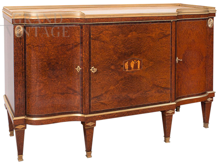 Antique Napoleon III sideboard in thuja briar with marble top