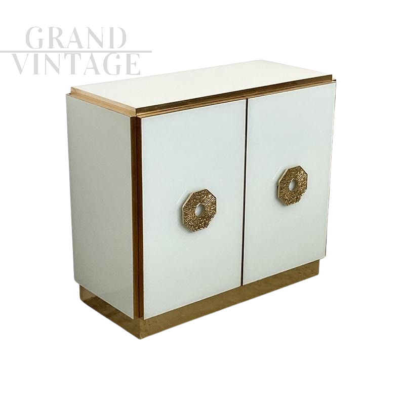 White Murano glass sideboard with jewel handles, 1980s