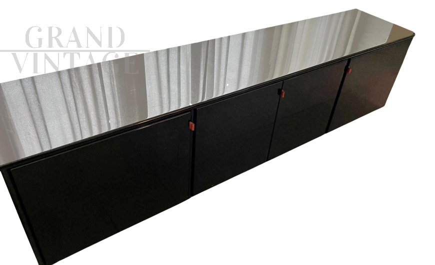 Mou black sideboard by Afra and Tobia Scarpa for Molteni, 1980s