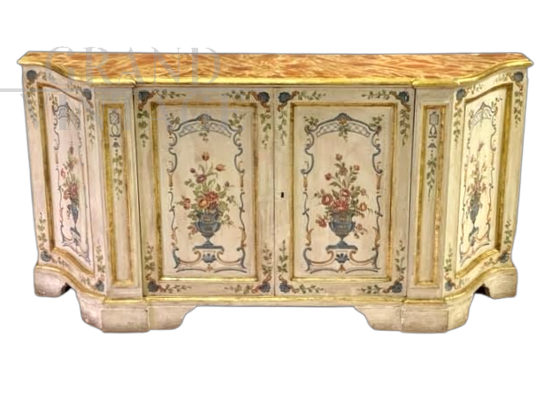 Louis XVI Baroque style sideboard with floral decorations