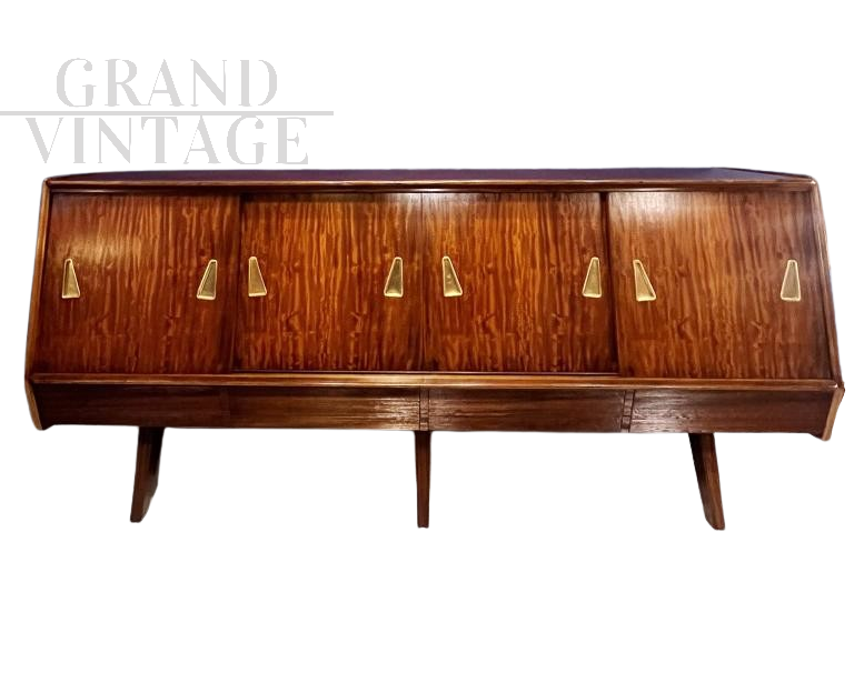 Italian sideboard with burgundy glass top, 1960s