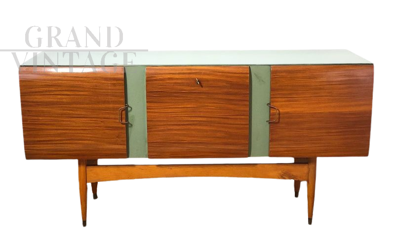Vintage sideboard sideboard with sage green glass top         