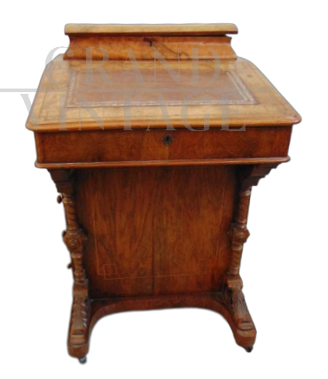 Antique English davenport from the late 19th century in briar