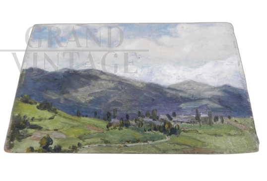 Deschamps - Painting with mountain path of the Hautes-Pyrenees                     
                            