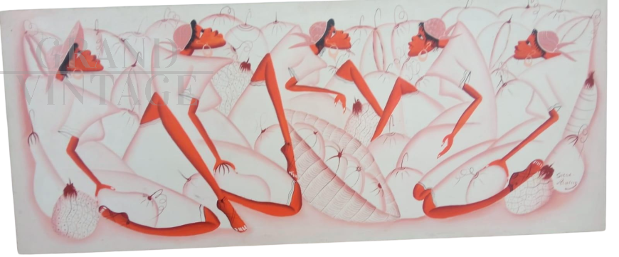 Ethnic painting with women signed Achille Sicot