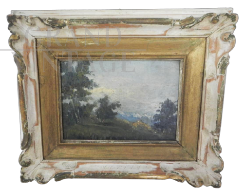 Oil painting with Italian mountain landscape, 1941                         
                            