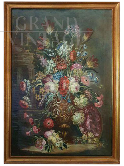 1800's painting with a vase of flowers
