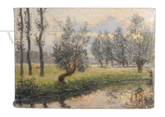 French countryside painting with stream