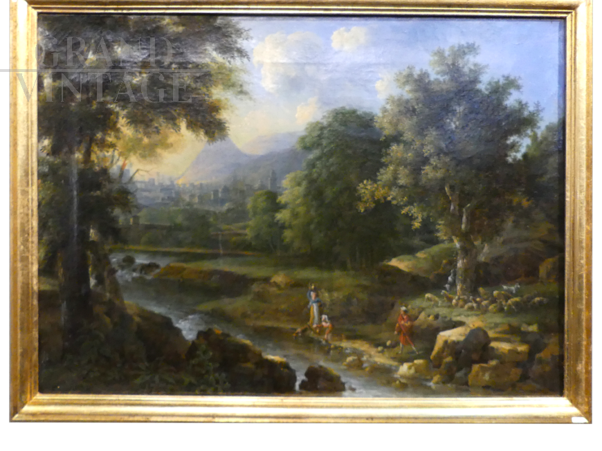 Flemish landscape painting from the end of the 18th century