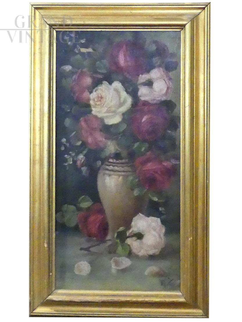 Painting with vase of flowers from the early 20th century