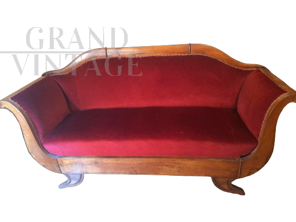 Charles X sofa in red velvet
