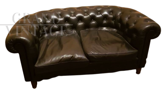 Chesterfield sofa in black leather