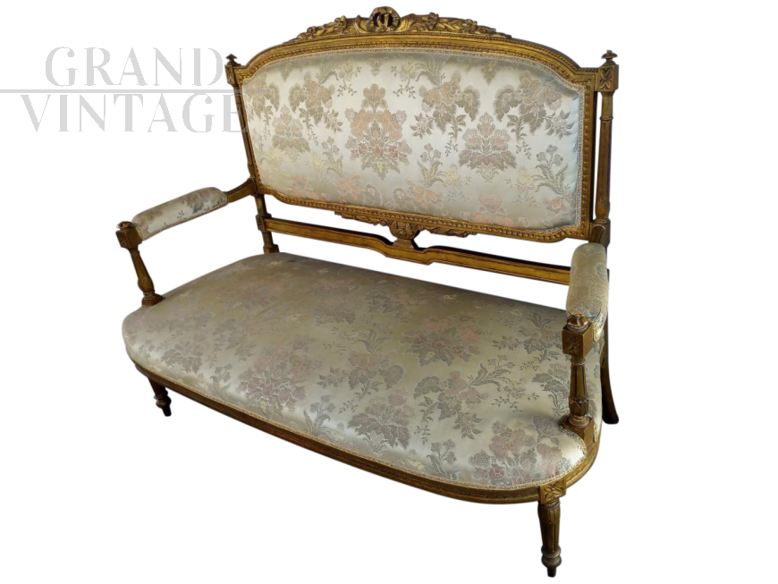 Louis XVI style gilded sofa